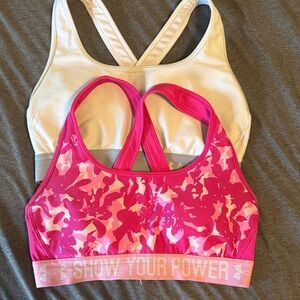 Under Armour Pink Camo and White Sports Bras